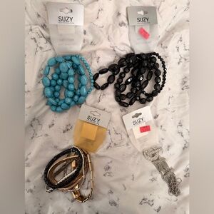 Beaded Bracelet Set – Blue, Black & Mixed Tones – As Is